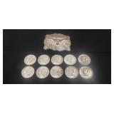 (10) Silver 1964 U.S. Kennedy Half Dollar Coins
