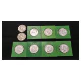 (9) U.S. 1964 Silver Kennedy Half Dollar Coins