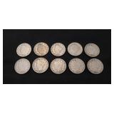 (10) U.S. Liberty Head "V" Nickels