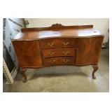 Burl Wood Sideboard Carved Cabriole Legs