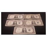 (5) U.S. Silver Certificate One Dollar Bills