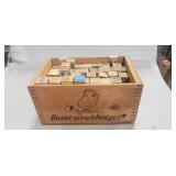 Wooden Crate (13"ï¿½8"ï¿½7") w/ Vintage Childs Wooden