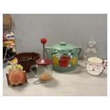 Pottery Bean Pot, Vintage Chopper, Glazed