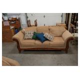 Upholstered Sofa w/ Carved Wood Frame
