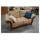 Upholstered Loveseat Carved Wood