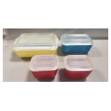 Set Of Four Vintage Pyrex Refrigerator Storage