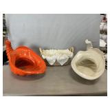 Ceramic Cornucopias & Wicker Basket