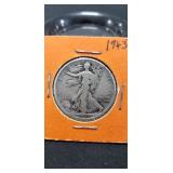 (1) U.S. 1943 Silver Walking Liberty Half Dollar
