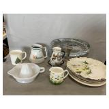Lot With Juicer, Creamer, Plates, Mugs,