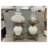 Pair Of Vintage Lamps (1 Missing Shade)