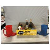 Vintage Cowboy Boot Mugs, Asst. Die-Cast, Figures