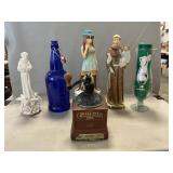Decanters, (Empty) Religious Statues, Bottle,