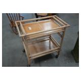 Vtg Bamboo Style Two-Tier Rolling Serving Cart