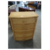 Woven Rattan Dresser Five Drawer
