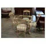 Wrought Iron Metal Dining Set Glass