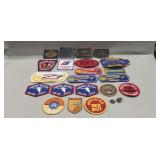 (4) Assorted Belt Buckles, Assorted Patches &