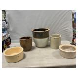 2-Tone, Glazed & Assorted Stoneware Crocks &