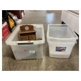 (3) Totes With Rustic Decor, Rolling Pin