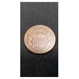 (1) 1864 U.S. Two Cent Coin