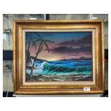 Signed Seascape Oil Painting