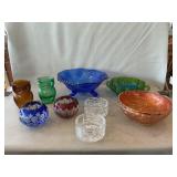 Cobalt Holly Bowl, Imperial Marigold Carnival