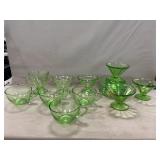 Lot Of Assorted Green Depression Glassware