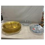(4) Federal Glass Amber Divided Plates, Fire King