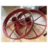 Pair Of Cast Iron Wagon Wheels