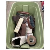 Tote With Assorted Sanding Belts, Rolls, Sanding
