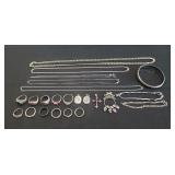 Tray Of Assorted Sterling Silver/925 Jewelry