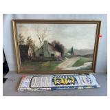 Signed Landscape Oil Painting (Paint Loss), New