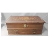 (1) Vintage Wooden Jewelry Box w/ Assorted