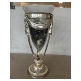 Silver-Tone Stand With Crackle Glass-Style