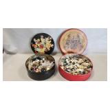 (2) Vintage Tins Of Assorted Buttons