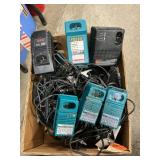 Box Full Of Power Tool Battery Chargers