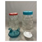 First Gerald Glass Jars, Small Hens On Nests