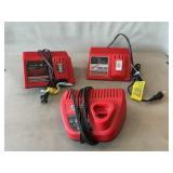 (3) Assorted Milwaukee Battery Chargers