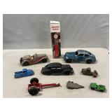 Lot Of Vintage Cast Metal Cars, Gas Pump Replica