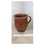 (1) Vintage Redware Pottery Crock Pitcher (8"