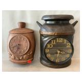 Ceramic Canister, Plastic Milkcan B.O. Clocks