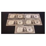 (5) U.S. Silver Certificate One Dollar Bills