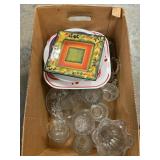 Box Lot With Assorted Glassware, Plates