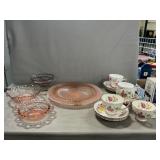 Pink Depression, Bone ChinaCups & Saucers