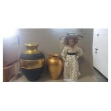 (1) Collector Doll & (2) Vases