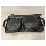 Cast Iron Griddle, (2) Skillets