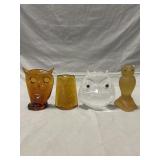(4) Glass Owls