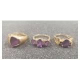 (3) Ladies Rings (Marked 14K Gold/UNVERIFIED)