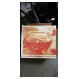 Glass Punch Bowl w/ (8) Glass Cups & (1) Plastic