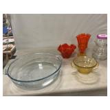 Amberina Ruffled Dishes, Anchor Hocking Baking