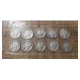 (10) U.S. Silver Mercury Dimes